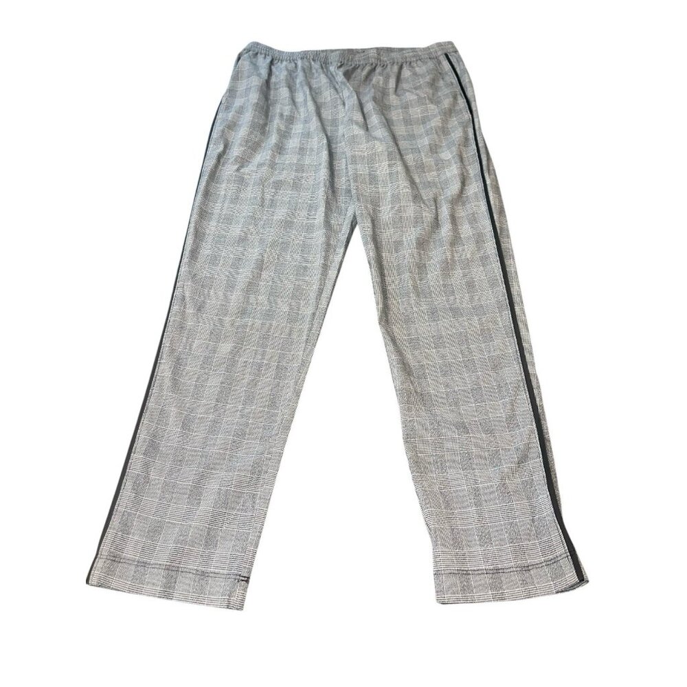 KENNETH COLE NEW YORK Women's Size Large Gray Plaid Elastic Waist Pants
